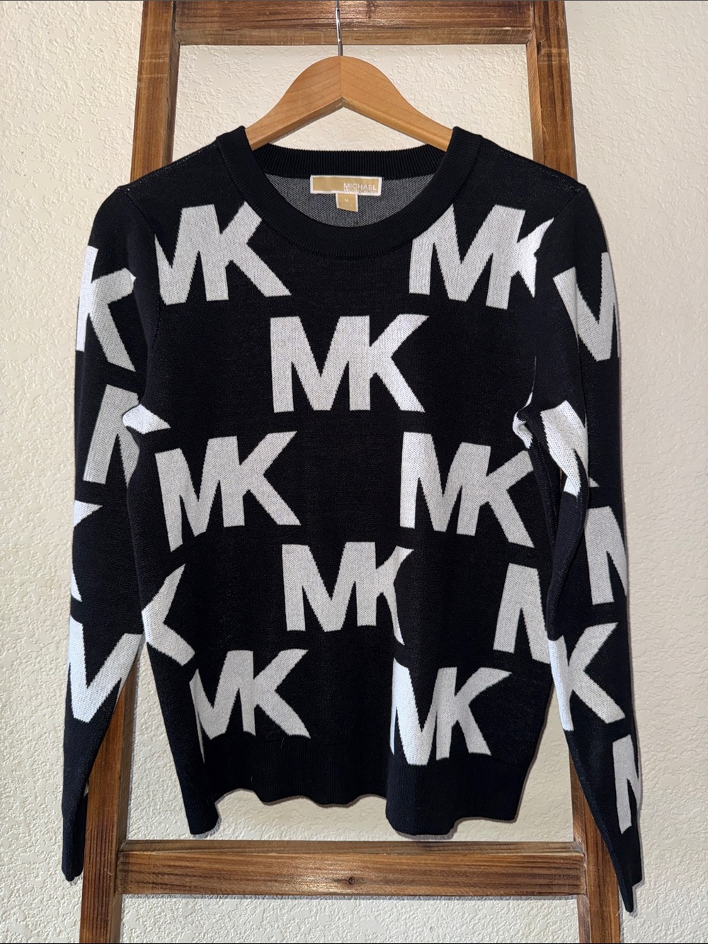 Michael Kors Black & White Logo Crewneck Sweater